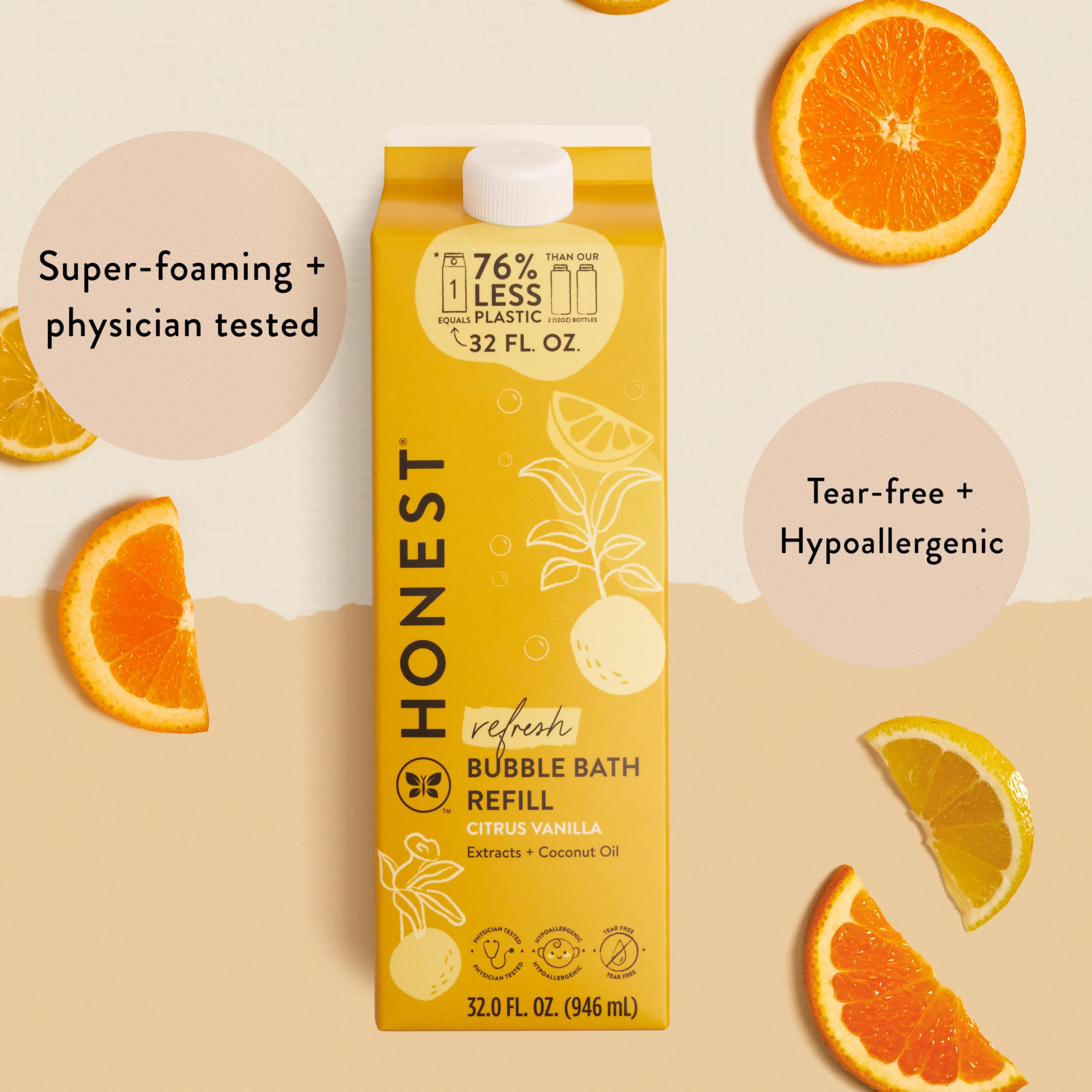 Eco-friendly Honest Company refill carton highlighting reduced plastic usage.