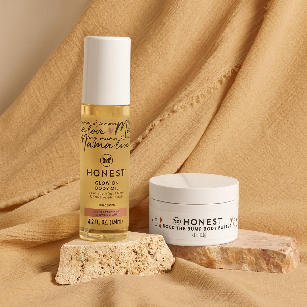 Crema manteca para barriga de The Honest Company, hidratación duradera.