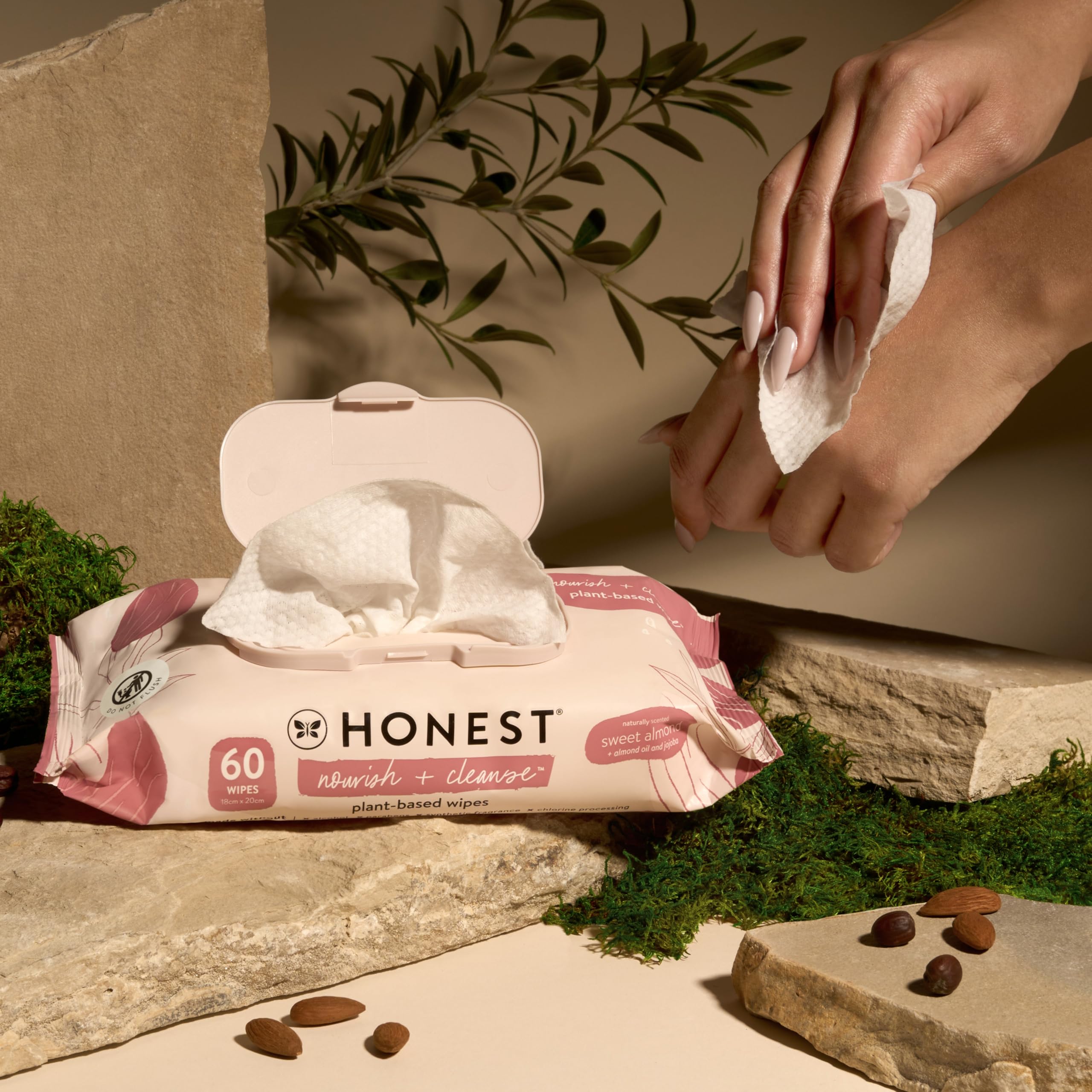 The Honest Company Hydrate and Cleanse wipes with aloe and cucumber refreshing skin.