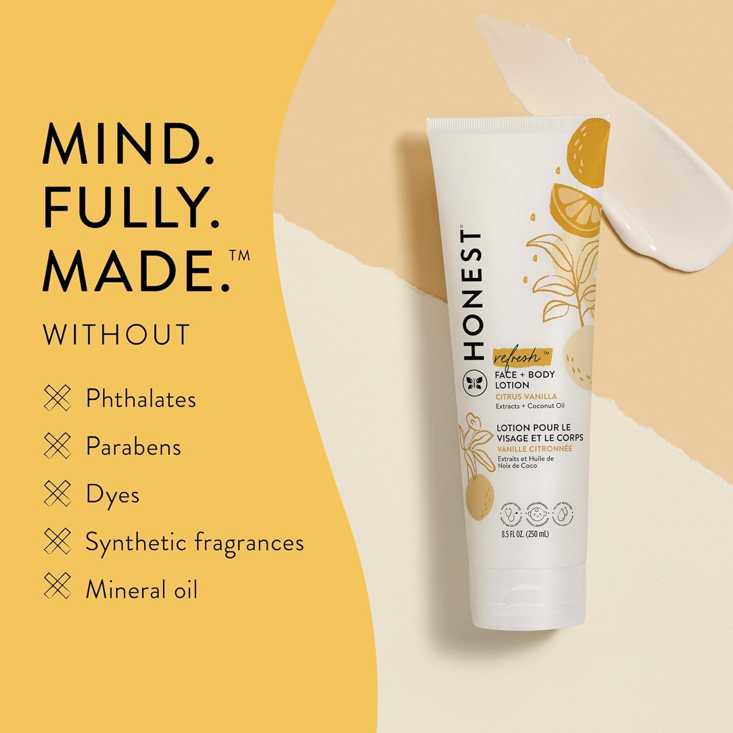 The Honest Company Hydrating Lotion on hand demonstrates lightweight, fast-absorbing moisture.