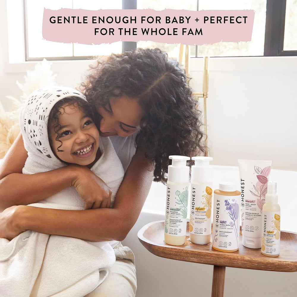 The Honest Company pump dispense demonstrates easy, mess-free application.