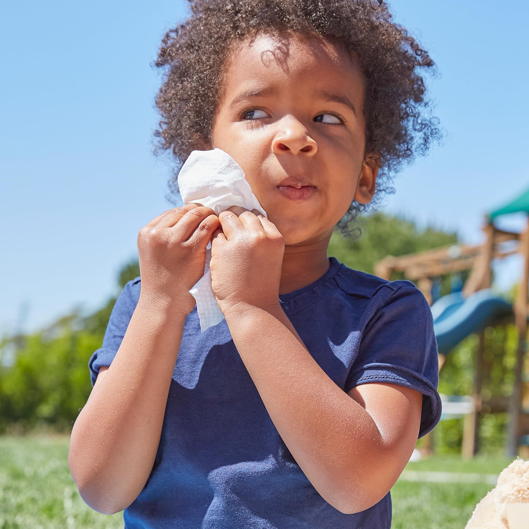 The Honest Company Nourish and Cleanse wipes used on kids' faces after playtime.