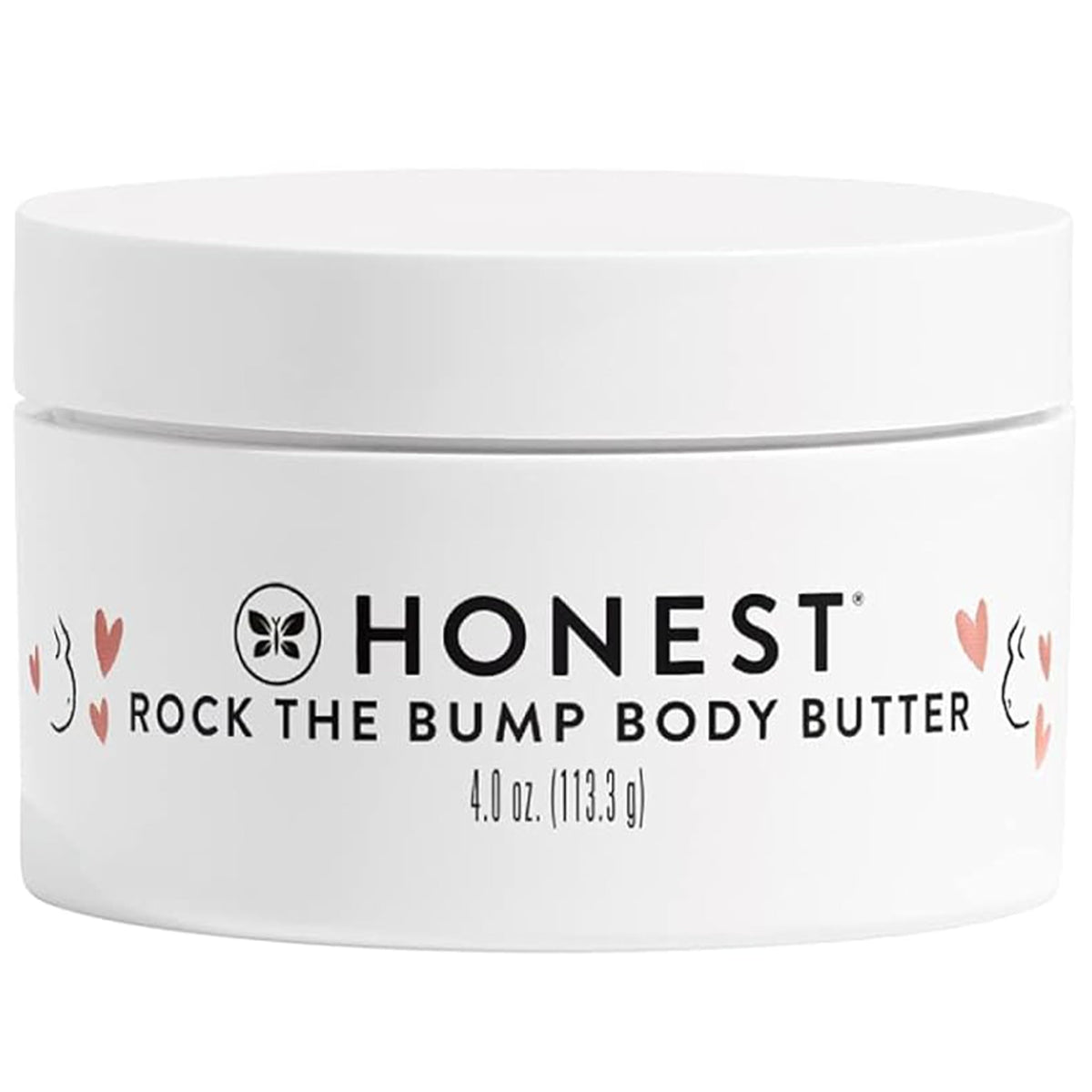 The Honest Company Mama Rock Bump crema, envase visible, ofrece hidratación suave para el embarazo.