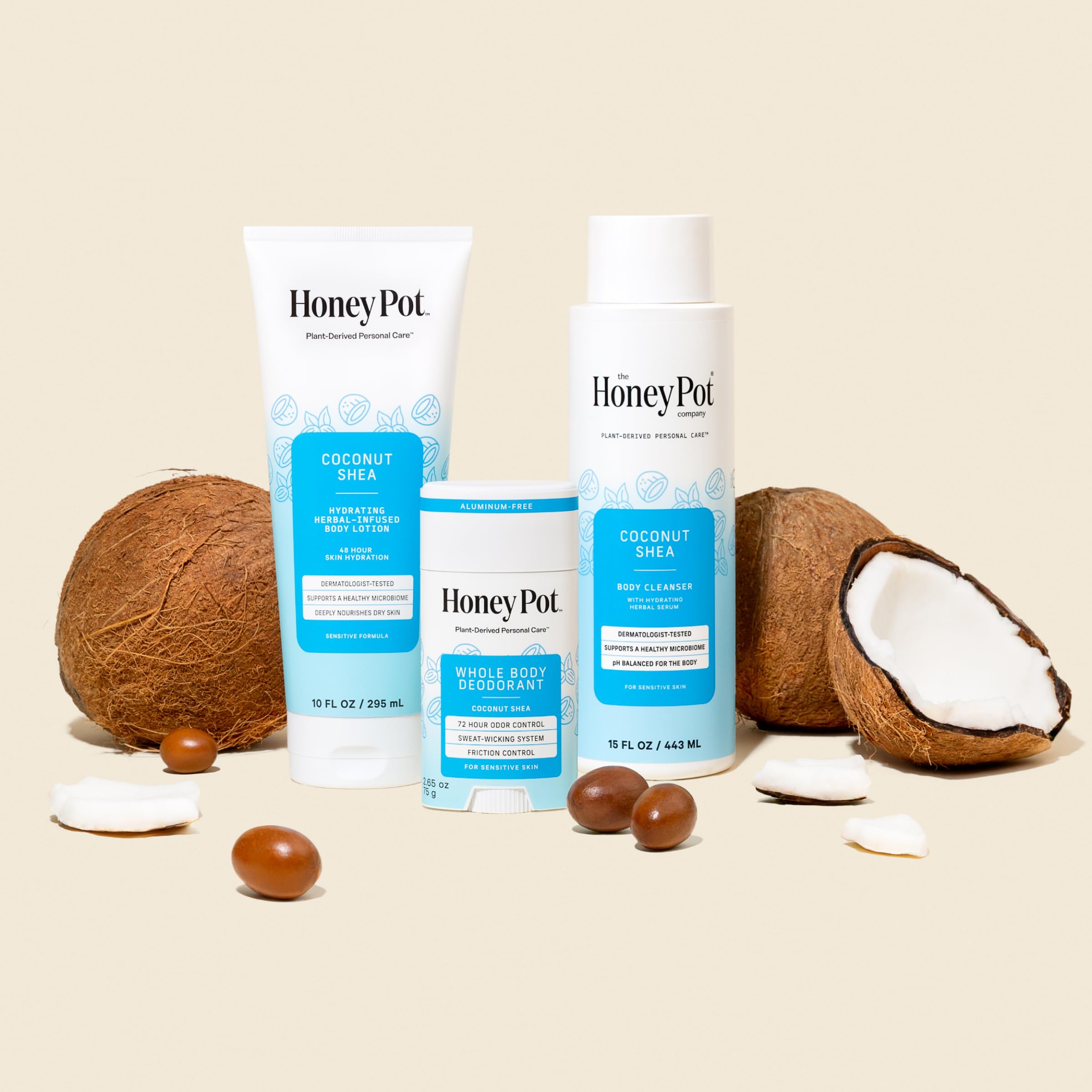 Uso diario recomendado Coconut Shea de The Honey Pot Company para piel sensible.