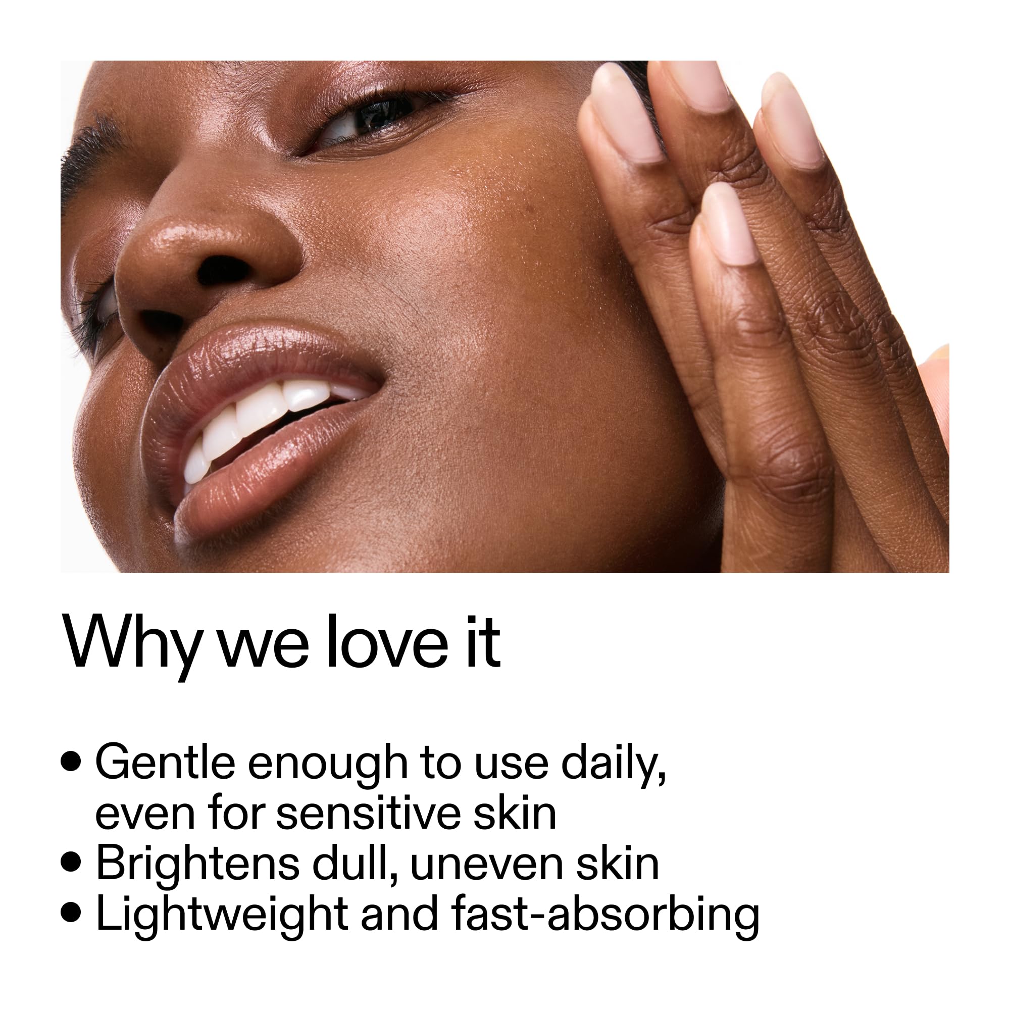 Close-up of ingredients shows 15% Ascorbyl Glucoside and EGF