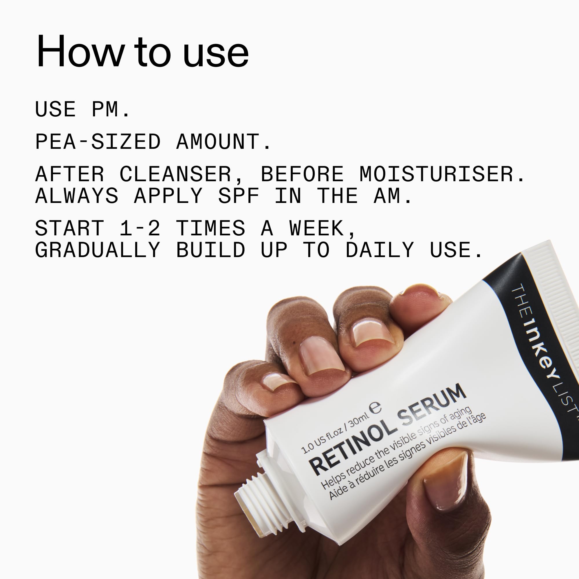 The INKEY List Suero de Retinol: rutina nocturna para cuidado de la piel.