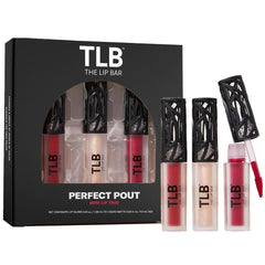The Lip Bar set regalo Perfect Pout Mini para viaje con tres tonos y presentación