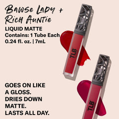 Labial The Lip Bar Rich Auntie en botella, tono profundo y duradero.