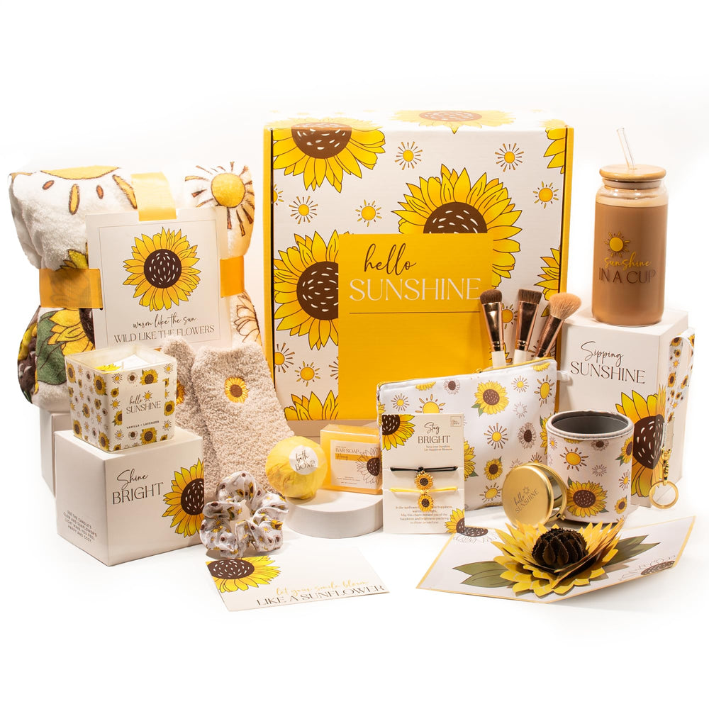 The Love Crate Co Sunshine Box cover design, a unique gift presentation