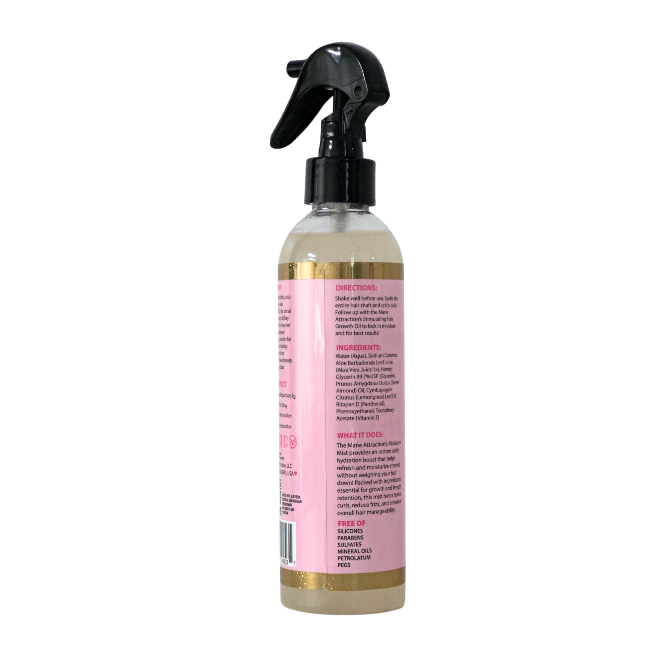 The Mane Attraction Nourishing Daily Hair Growth Moisture Mist leaves hair soft and glossy.
