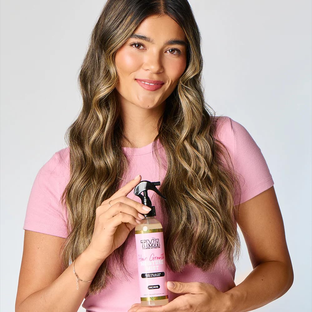 The Mane Attraction Nourishing Daily Hair Growth Moisture Mist features sweet almond oil for nourishment.