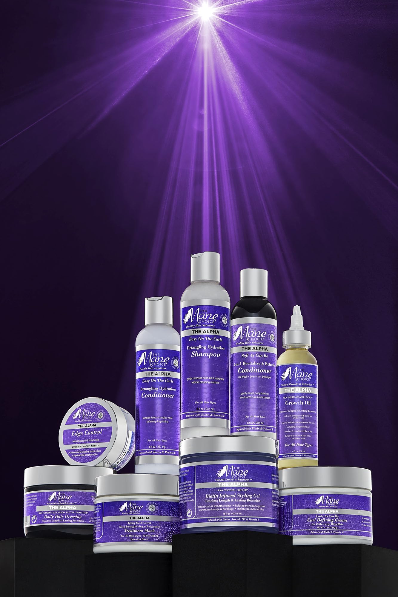 The Mane Choice Alpha Curly resultados de rizos definidos y brillo.