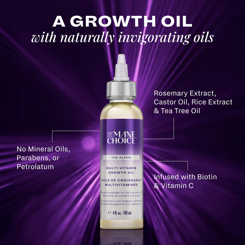 The Mane Choice Alpha Multi-Vitamin, mezcla de aceites esenciales que nutre el cuero cabelludo.
