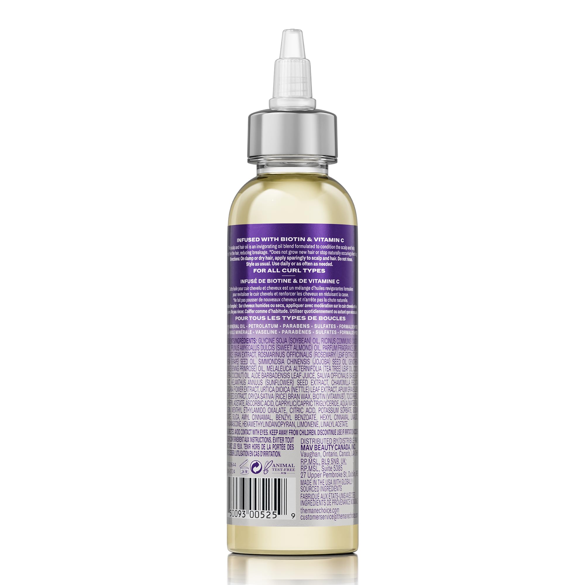 The Mane Choice Alpha Multi-Vitamin Scalp Nourishing Oil on hair showing shine and fullness