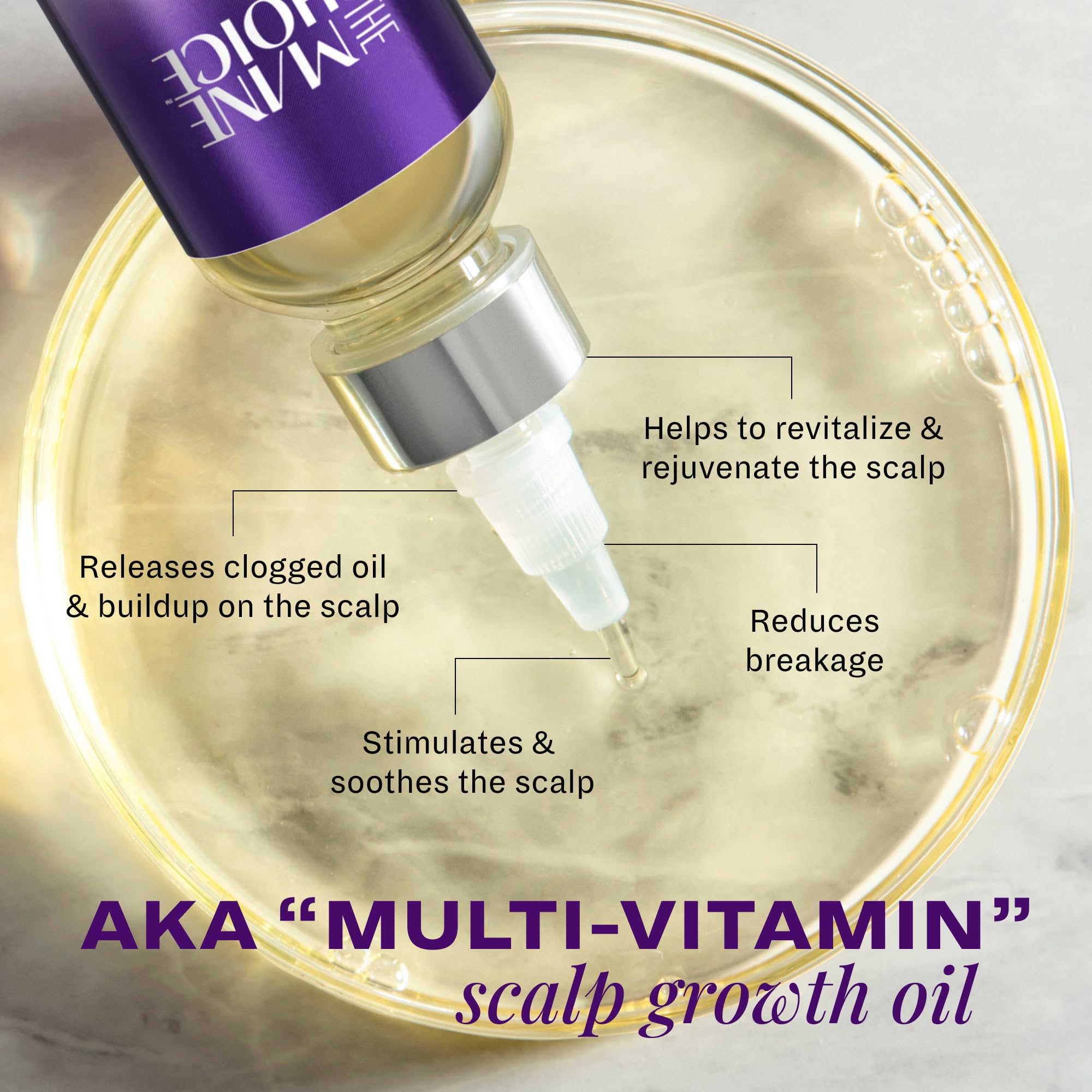 The Mane Choice Alpha Multi-Vitamin, textura ligera sin grasa para cabello suave.