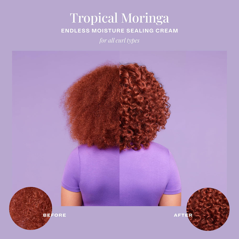 The Mane Choice tropical moringa-sweet-oil-honey blend bottle showcases nourishing ingredients for moisturized hair.