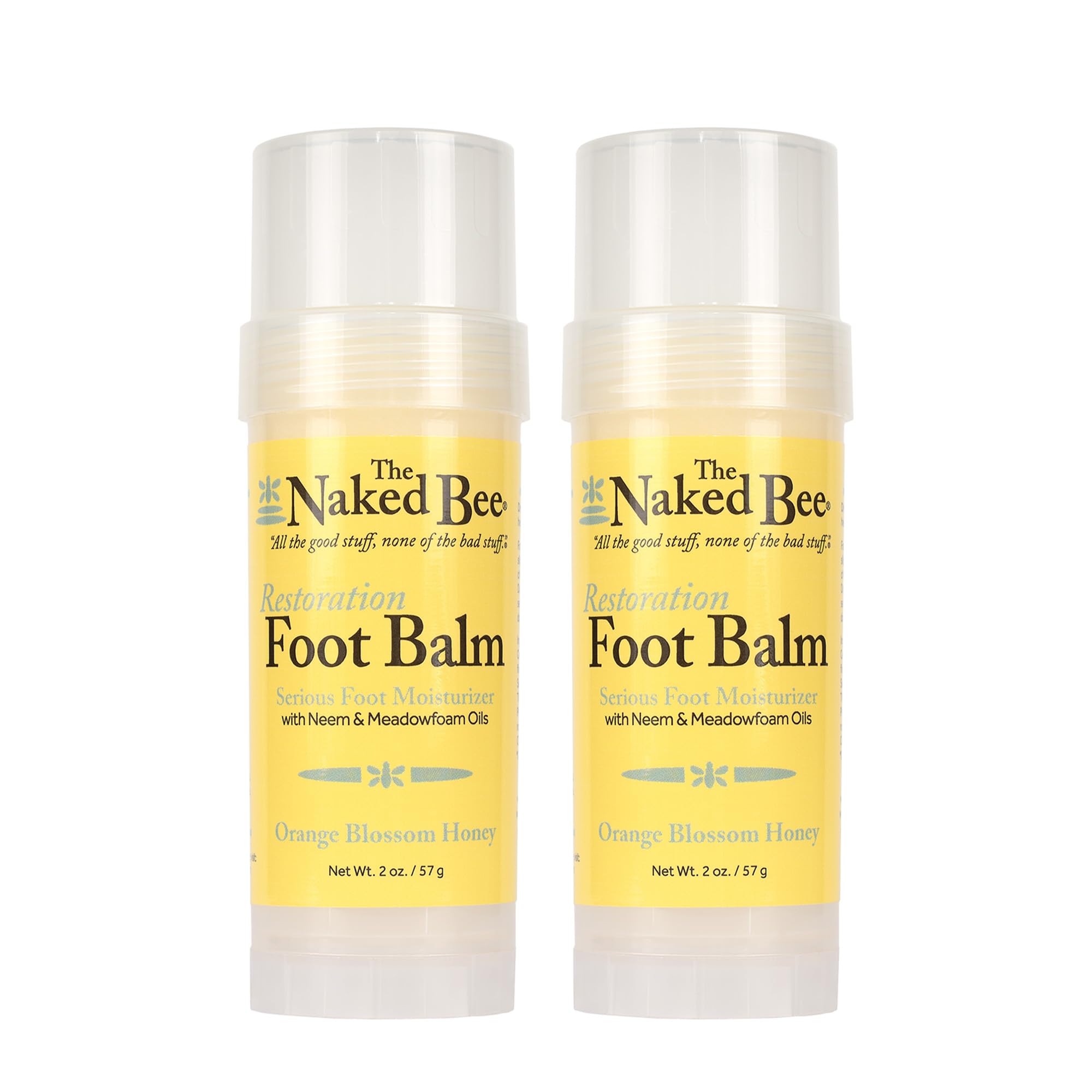 The Naked Bee orange blossom foot balm packaging front for daily foot care.