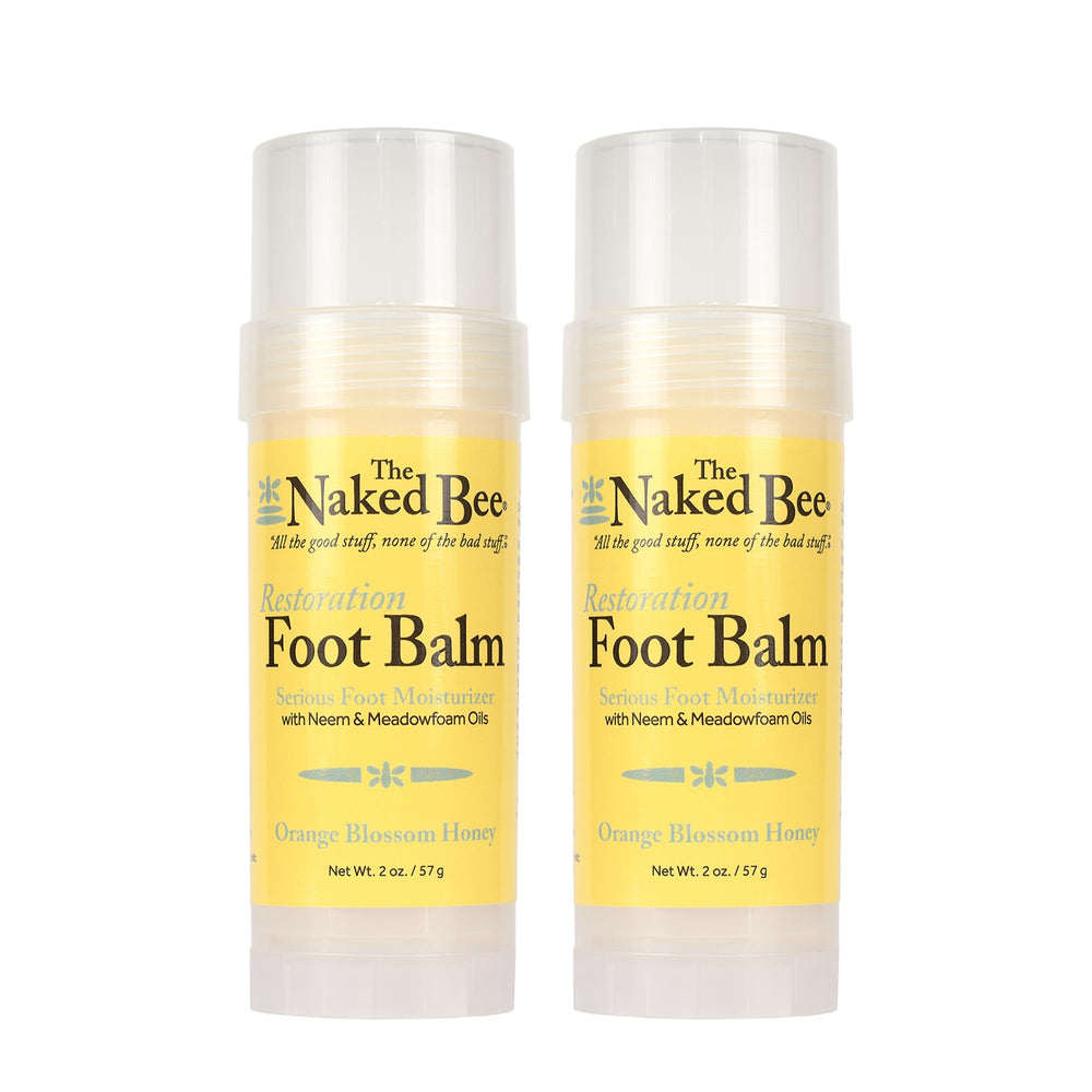 The Naked Bee orange blossom foot balm packaging front for daily foot care.