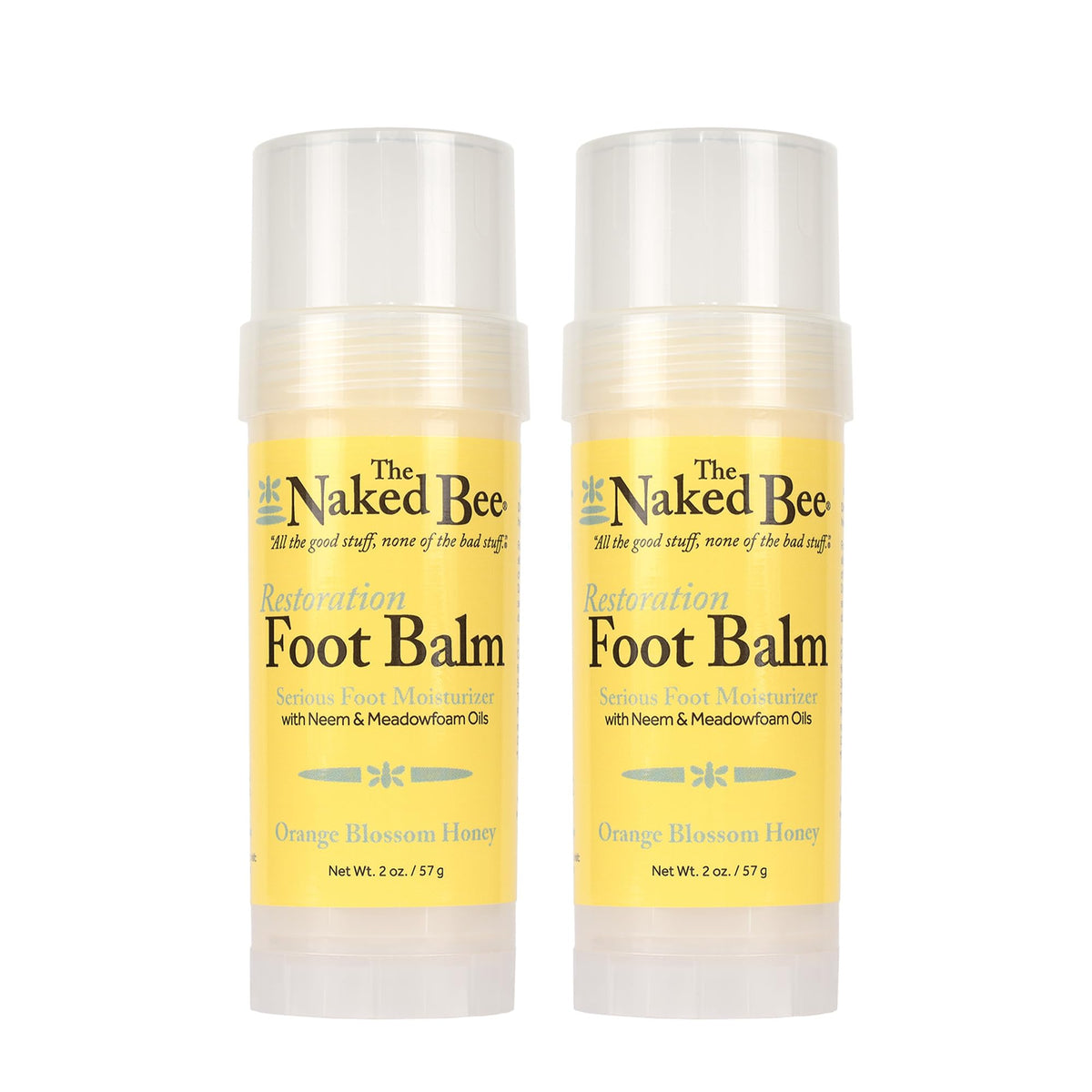 The Naked Bee orange blossom foot balm packaging front for daily foot care.