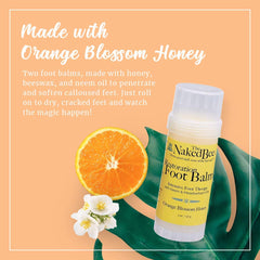 The Naked Bee foot balm roll-on application ready for quick, mess-free smoothing.