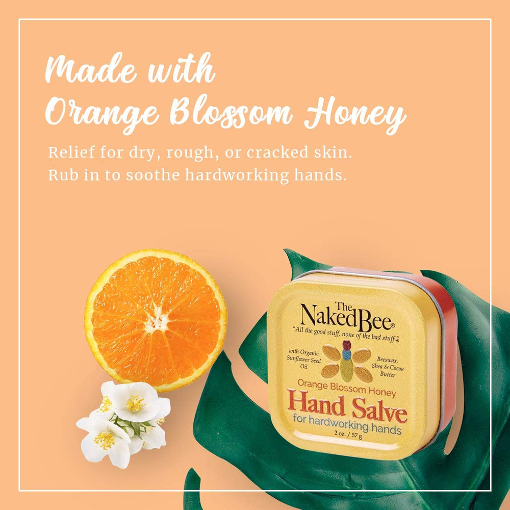 Close-up of The Naked Bee hand salve jar showing rich, creamy texture.