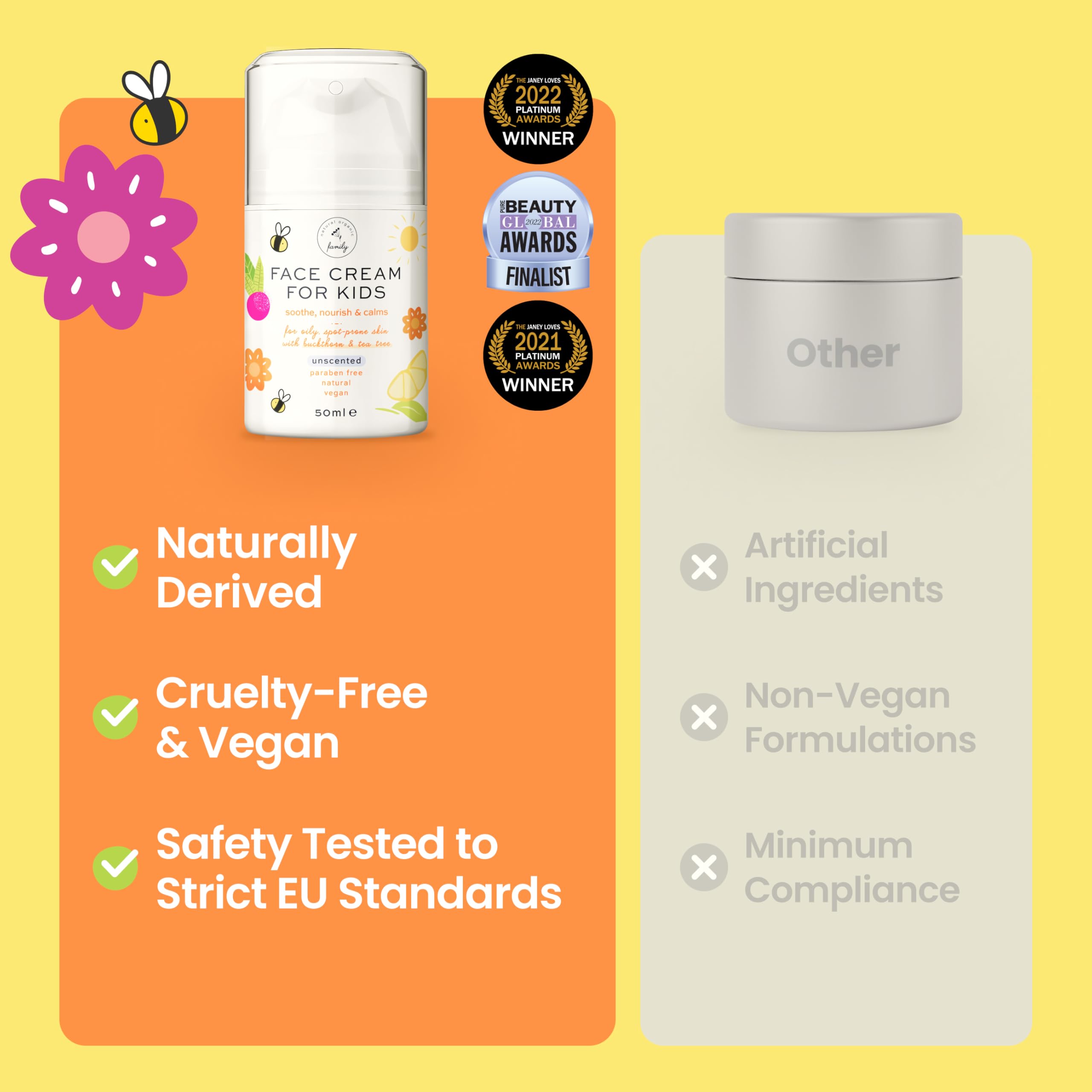 The Natural and Organic Family crema infantil con fresa y arándano para calmar.