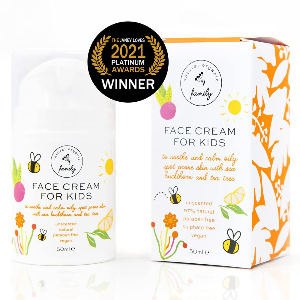 The Natural and Organic Family crema infantil sin fragancia para uso diario.