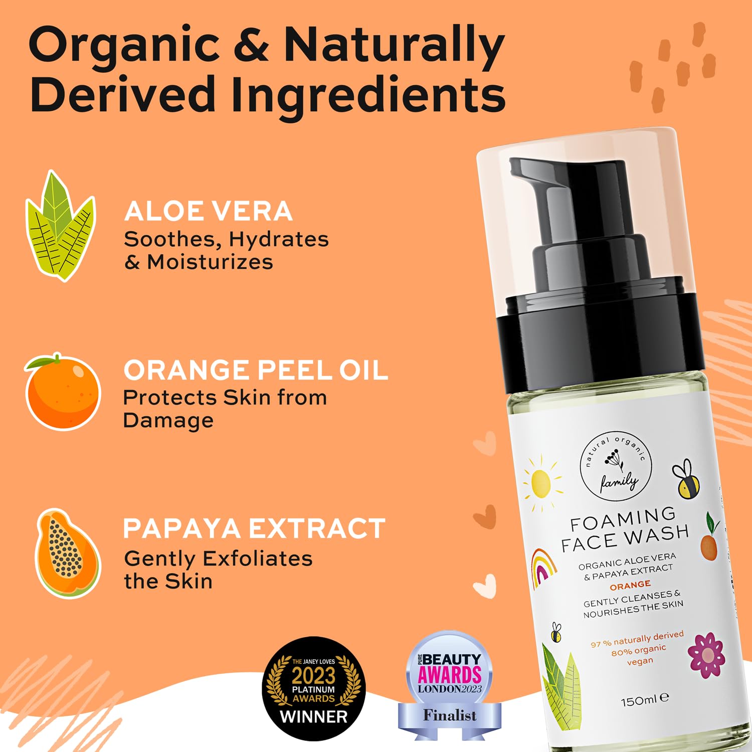 Kids using The Natural and Organic Family Kids Foaming Face Wash during bath time