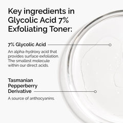 The Ordinary Ácido glicólico 7% Toner, textura ligera, absorción rápida en la piel.