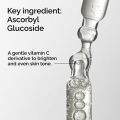 The Ordinary Ascorbyl Glucoside Solution 12% — etiqueta detalle para conocer beneficios antioxidantes.