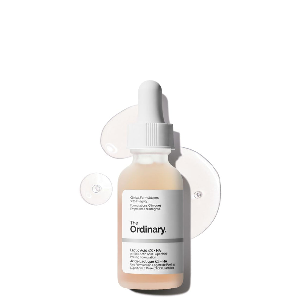 The Ordinary lactic acid 5% bottle promoting gentle exfoliation and hydration.