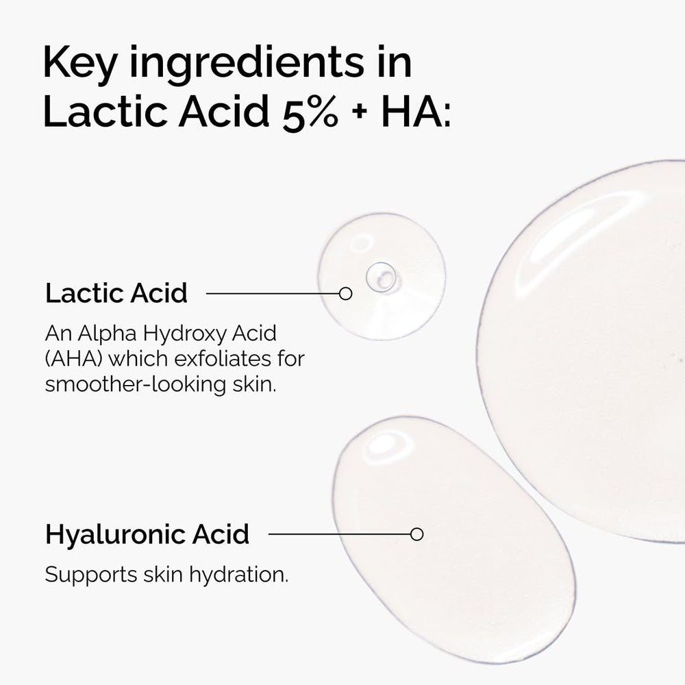 The Ordinary lactic acid 5% serum application ready for evening skincare.