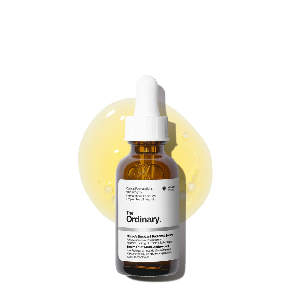 The Ordinary botella frontal del serum antioxidante, aporta brillo suave y tono uniforme.