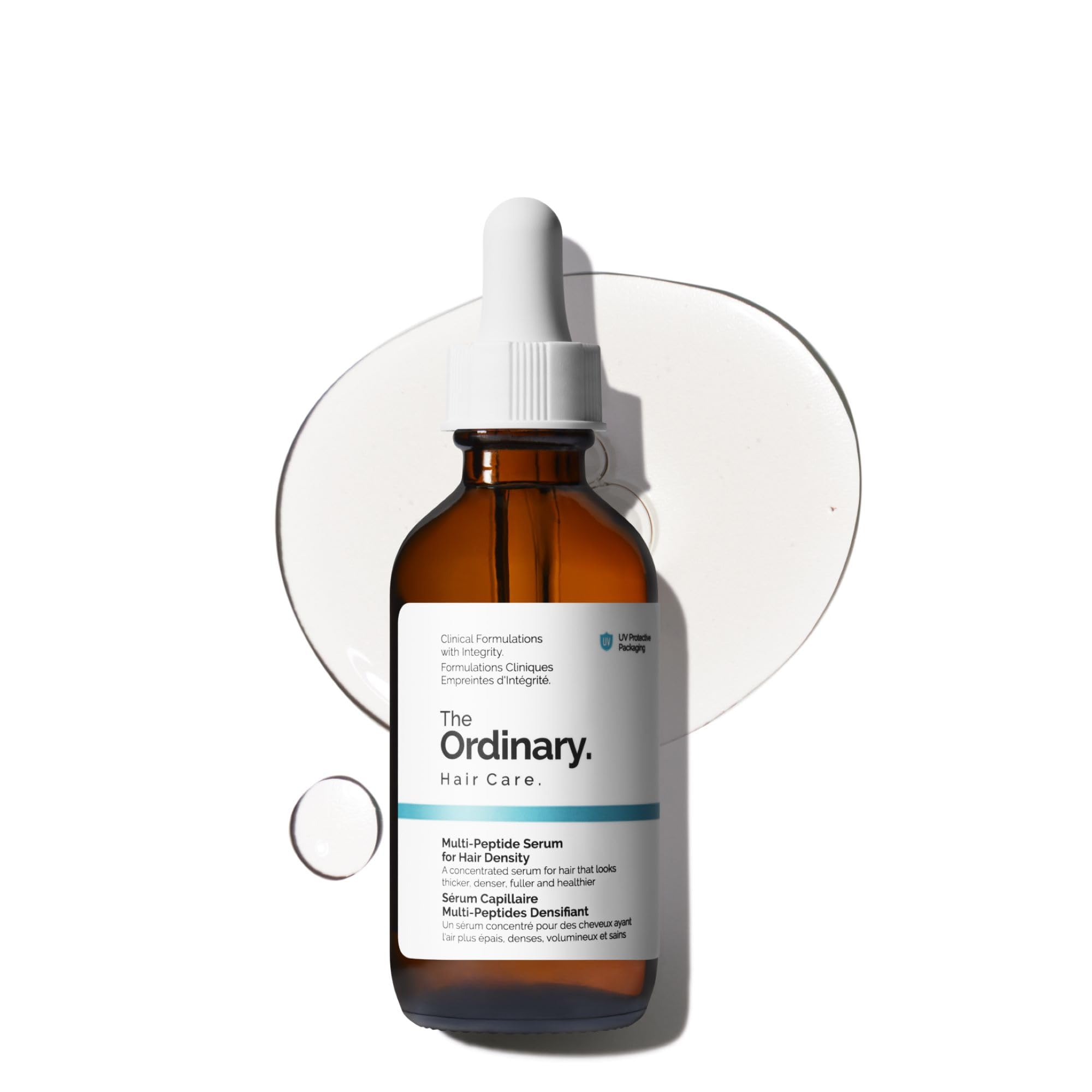 The Ordinary Multi-Peptide Serum bottle close-up for scalp nourishment and fuller-looking hair.