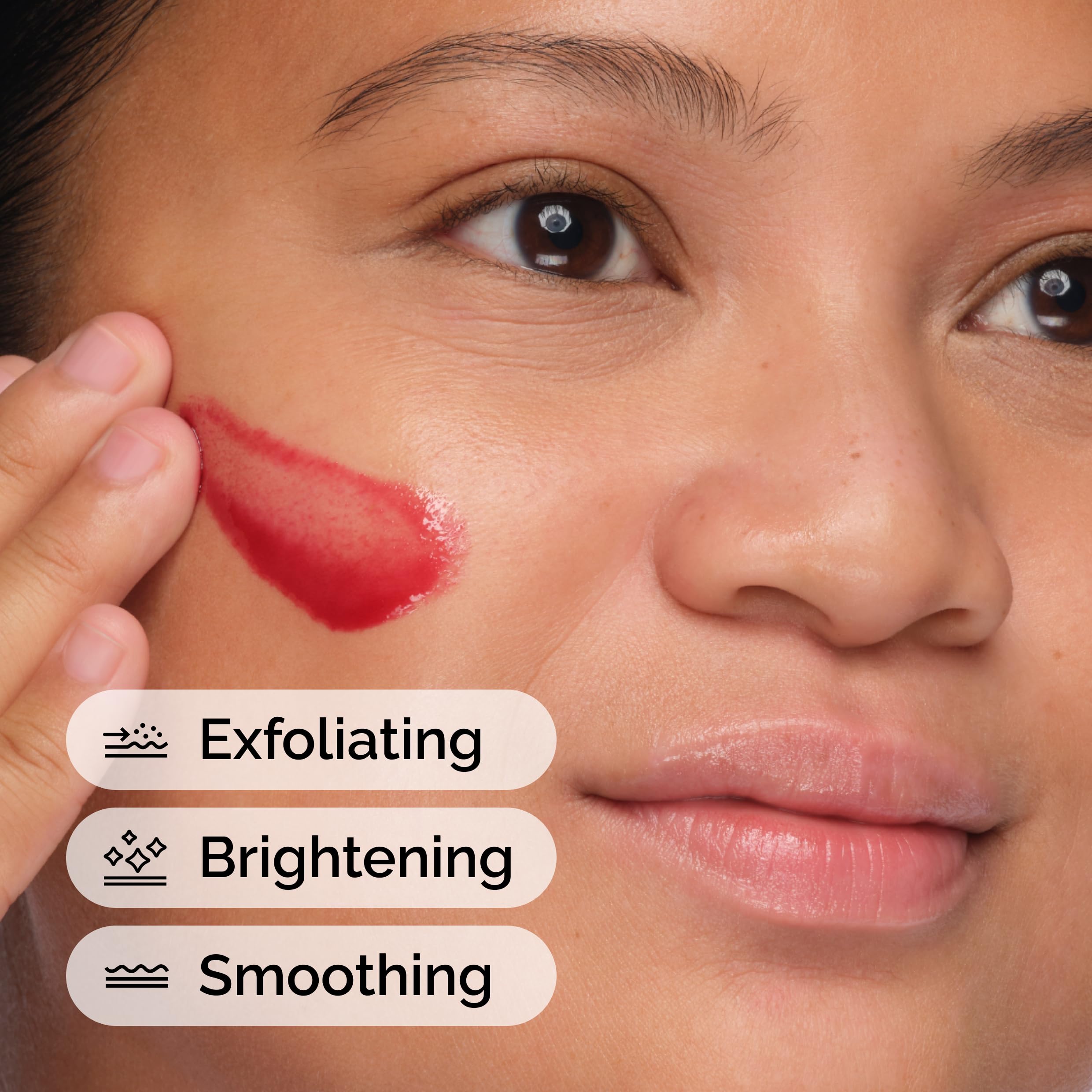 The Ordinary Peeling Solution being applied evenly across the face and neck.