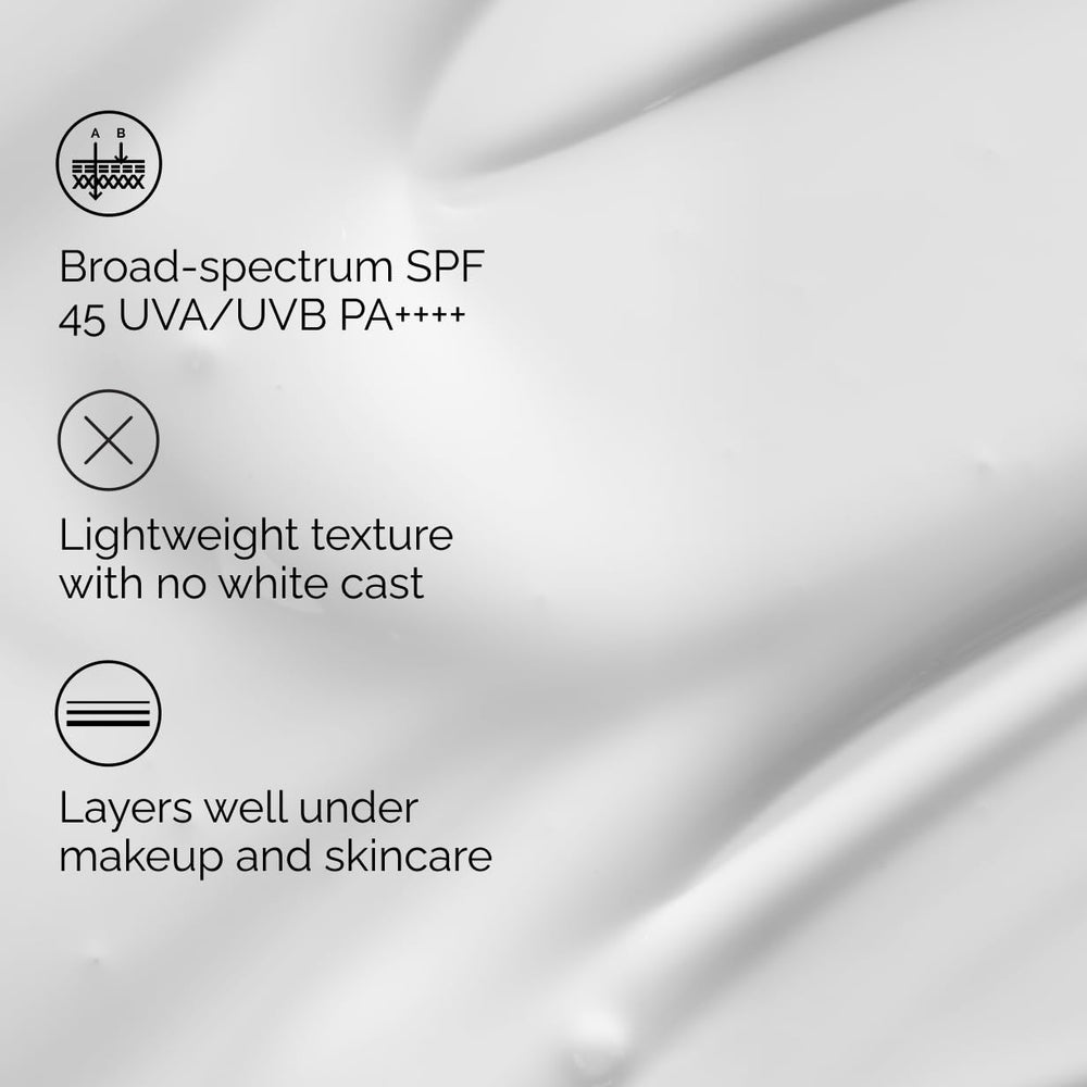 The Ordinary UV Filters SPF 45 Serum sin rastro blanco en todos tonos.