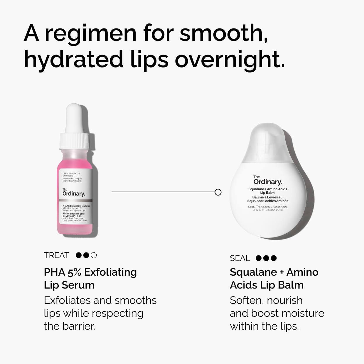 The Ordinary uso diario en labios para hidratación duradera.
