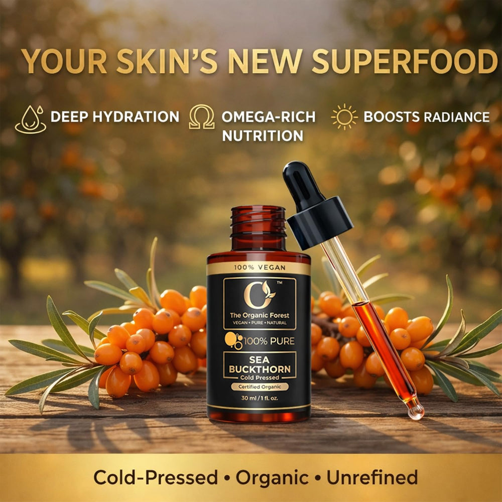 The Organic Forest: textura ligera de aceite de espino amarillo para piel y cabello.