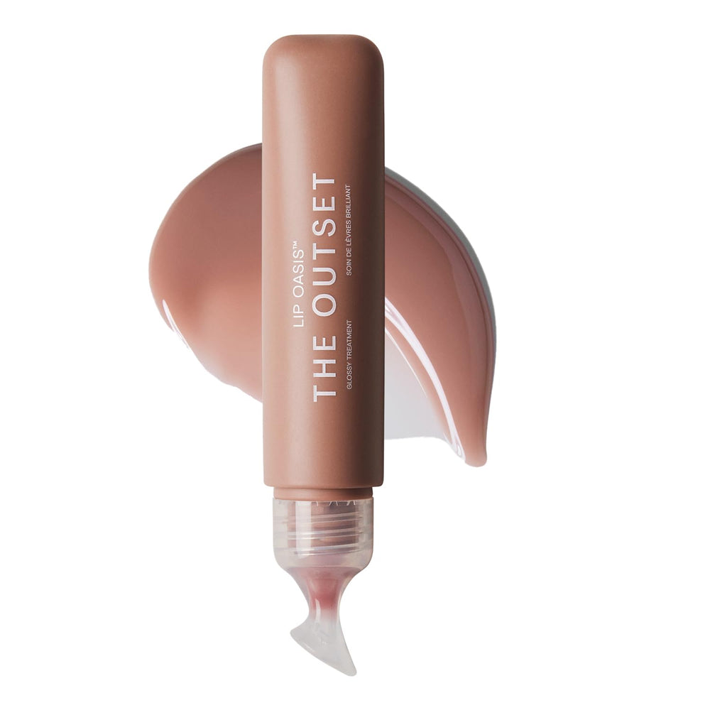The Outset Lip Oasis packaging close-up highlighting all-day hydration.