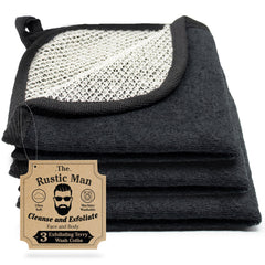 The Rustic Man Terry Wash Cloths dual-sided exfoliating surface for face and body.