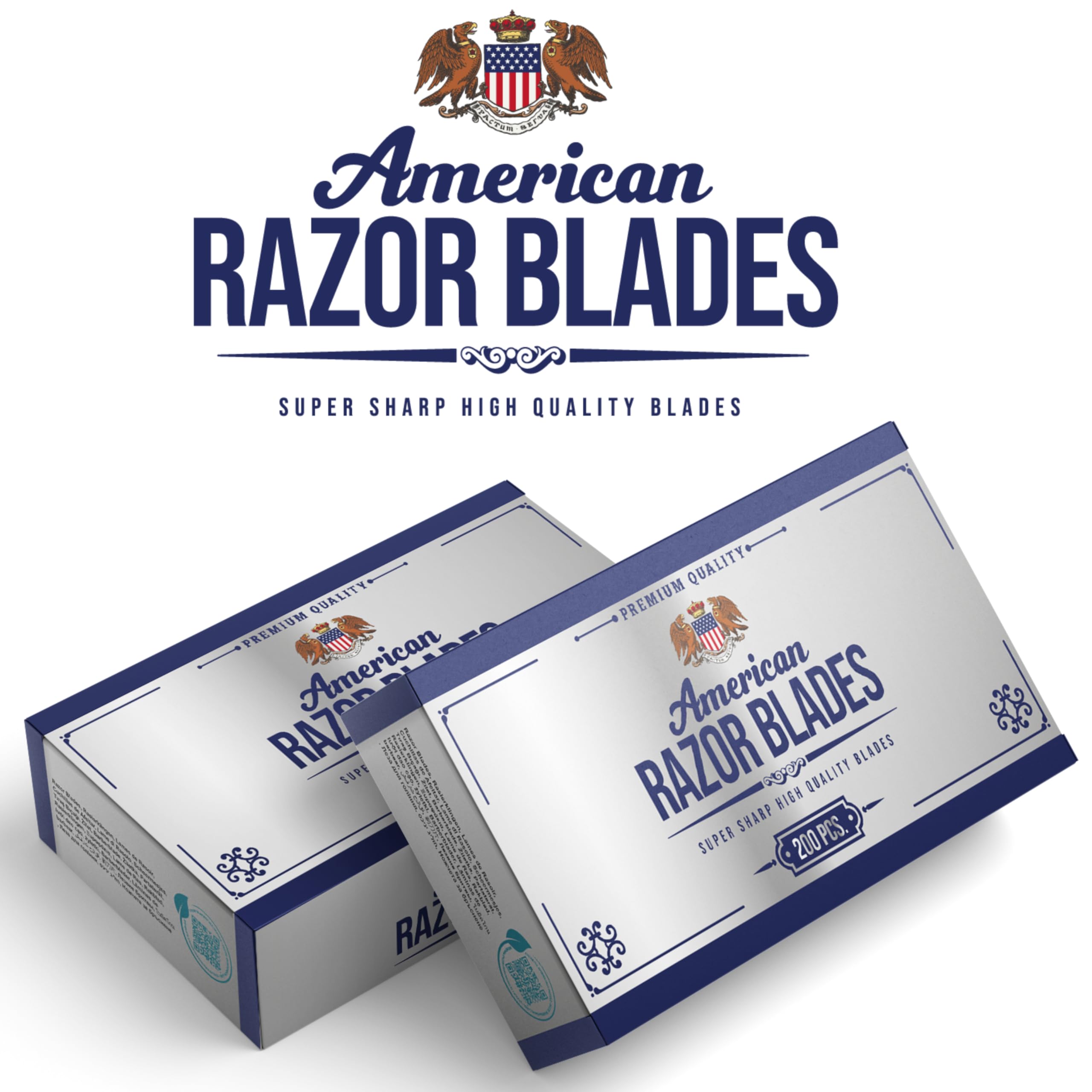 The Shave Factory American Razor Blades back panel showing durable edge retention