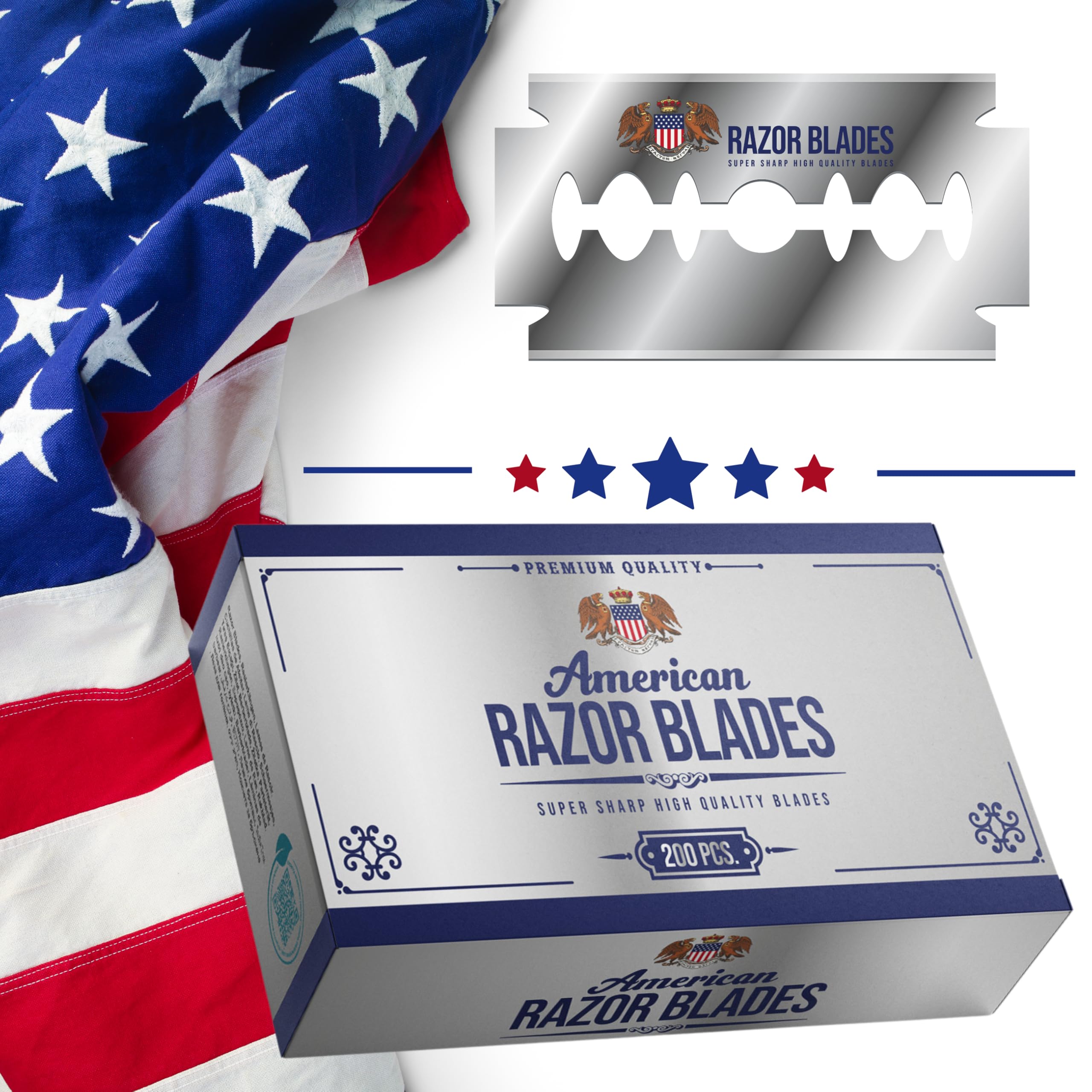 The Shave Factory American Razor Blades packaging design with vintage branding