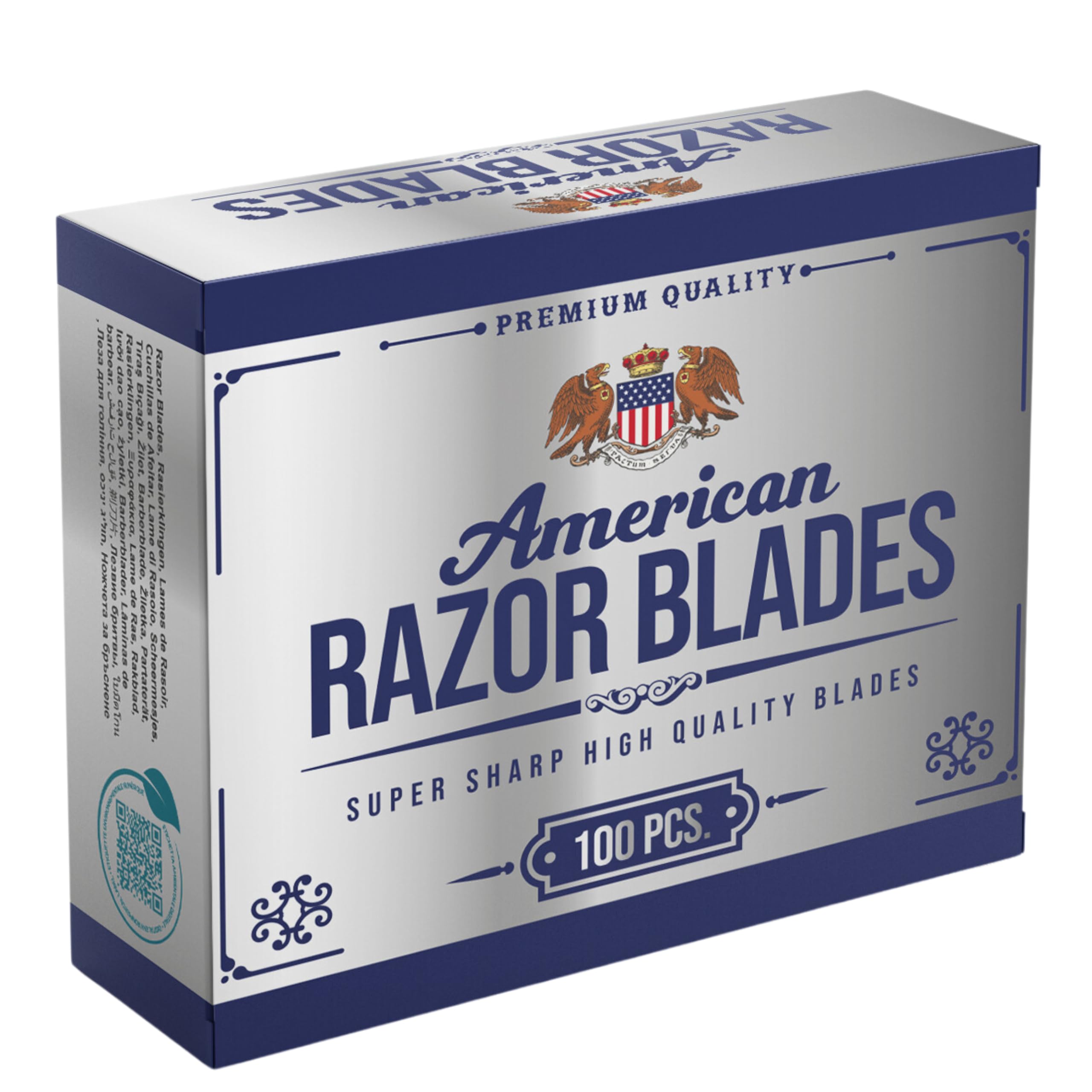 The Shave Factory American Razor Blades value pack 100 in packaging for barbers