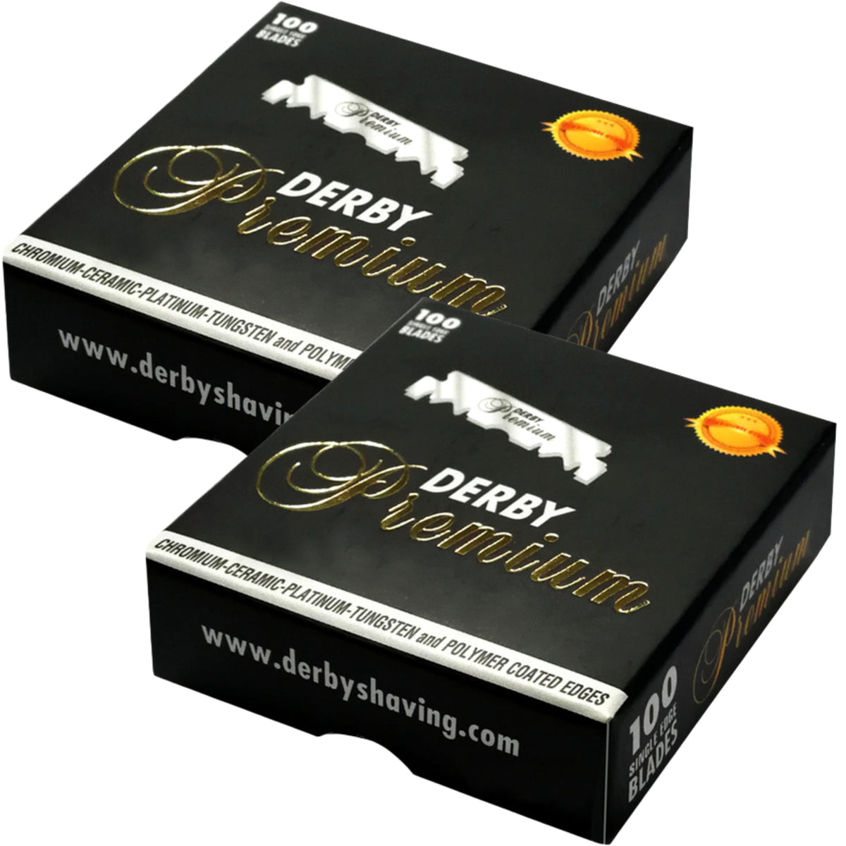 The Shave Factory Derby Premium single edge blade pack, 100 blades, ready for daily use.