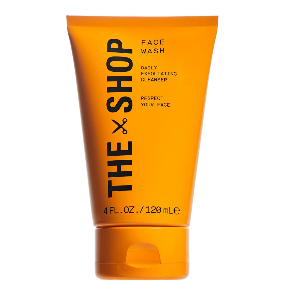 The Shop exfoliante facial para hombres en botella, preparada para el afeitado diario.