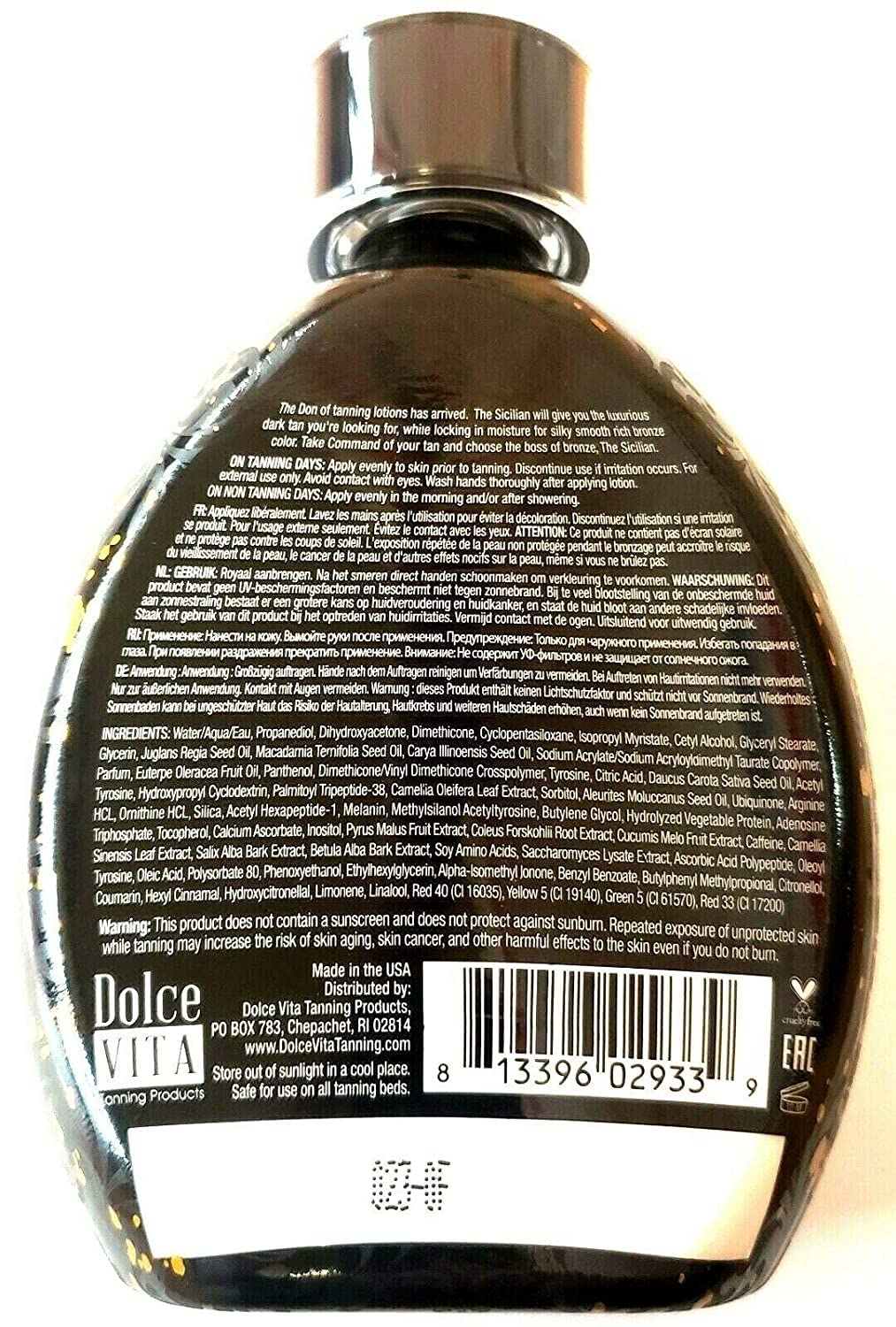 A swatch of The Sicilian 200X Dark Bronzer reveals rich, even color on skin