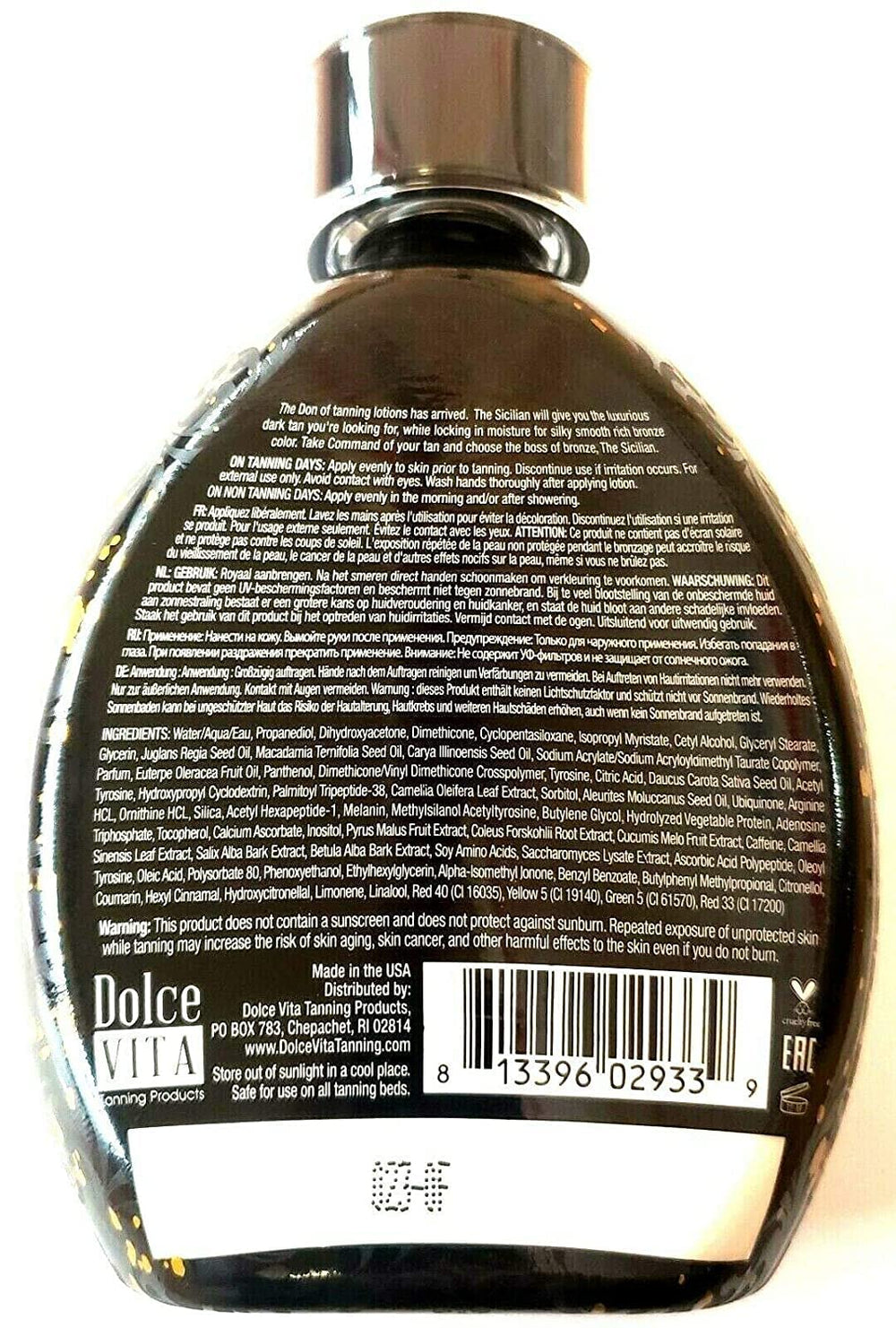 A swatch of The Sicilian 200X Dark Bronzer reveals rich, even color on skin