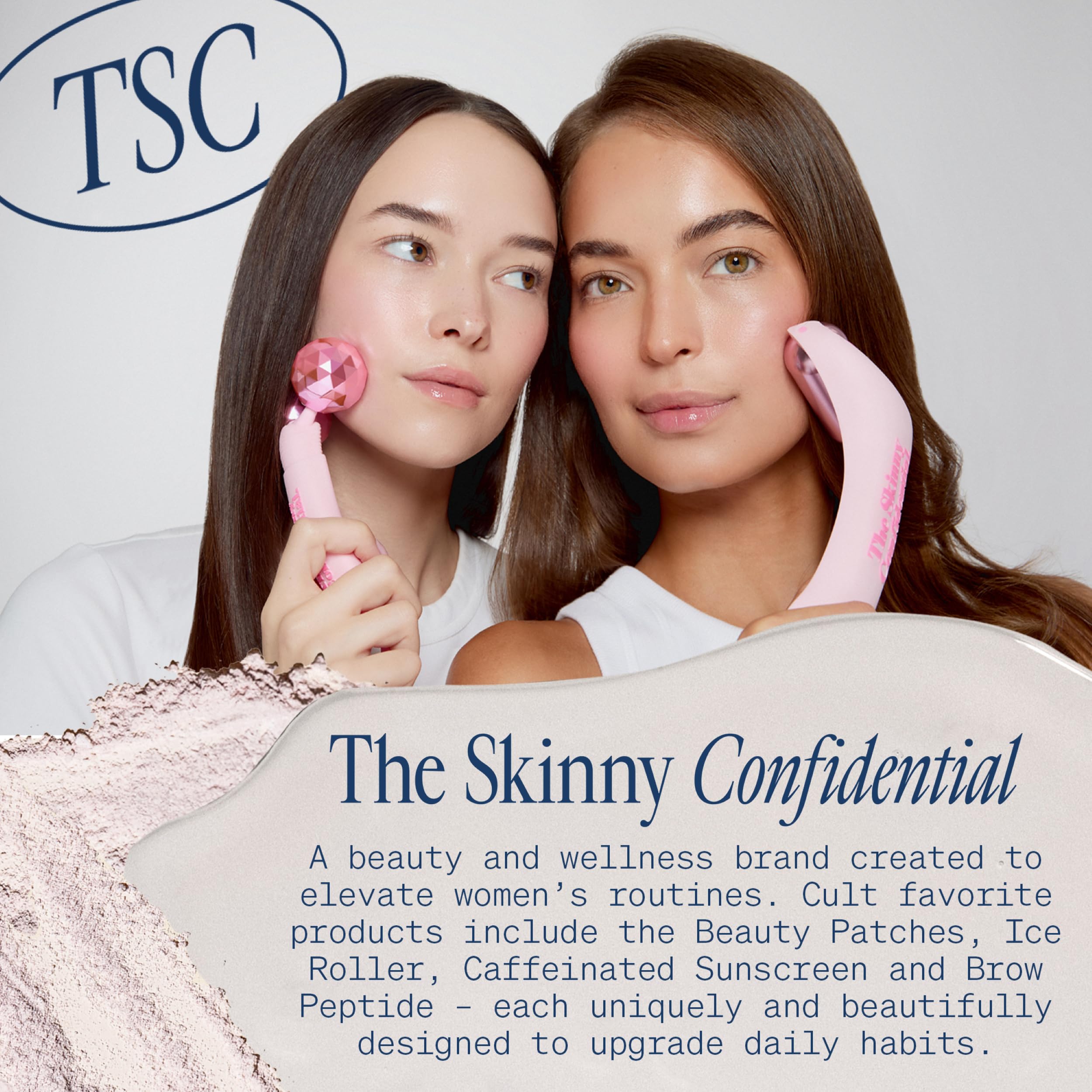 The Skinny Confidential Mint Ice Roller features durable aluminum construction for long-lasting cold therapy.