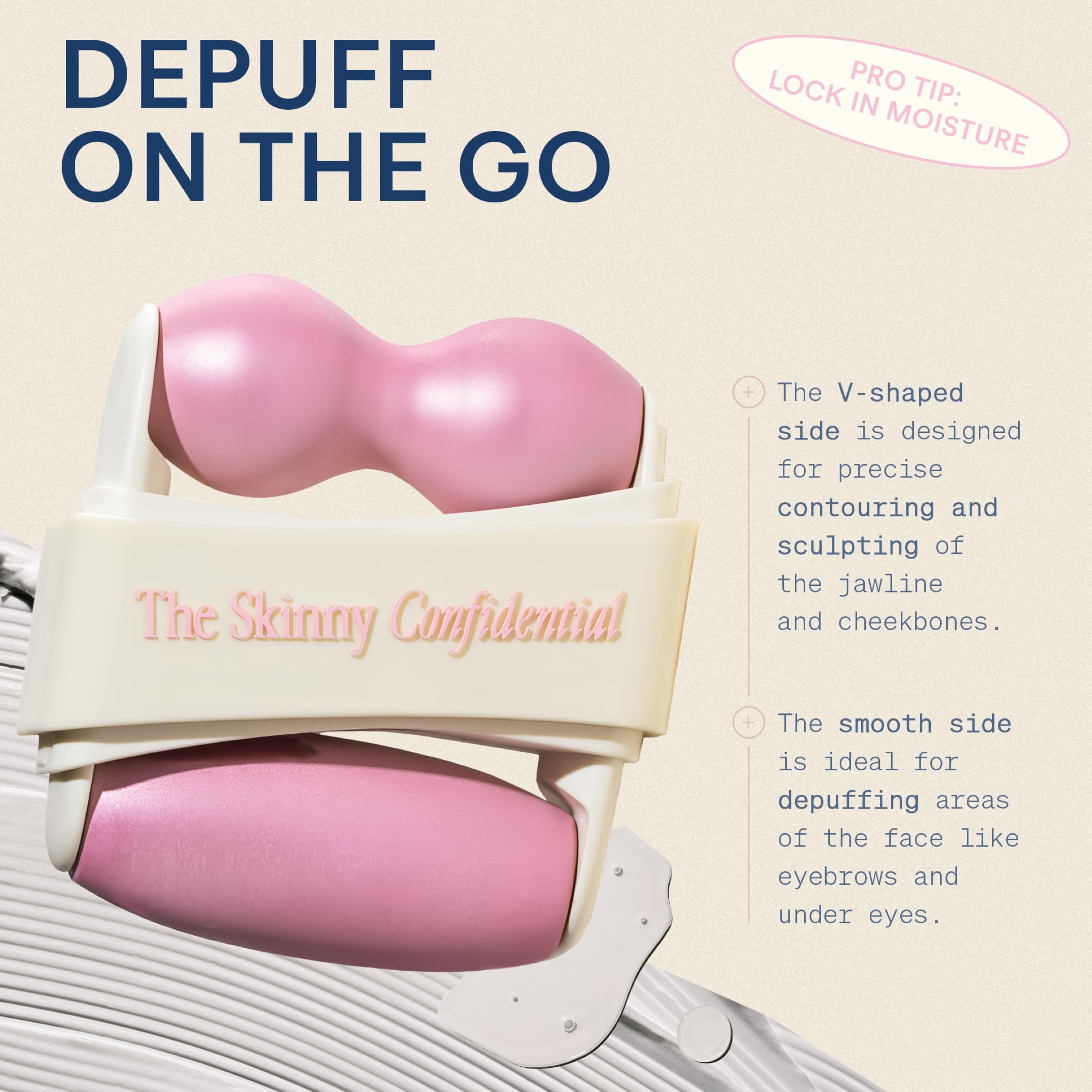 The Skinny Confidential Mint Ice Roller shown for on-the-go cooling and travel-friendly use.