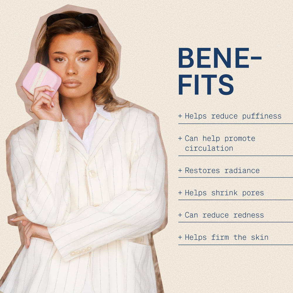 The Skinny Confidential Mint Ice Roller with a smooth side for gentle under-eye depuffing.